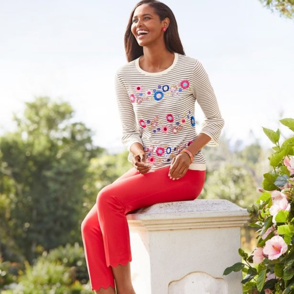 Talbots Floral Row Crewneck Sweater - Picture 2 of 6
